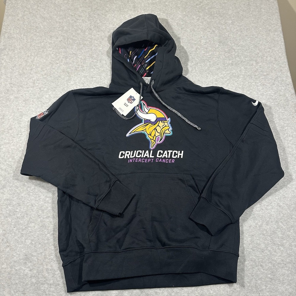 Minnesota Vikings Nike NFL Crucial Catch Pullover Hoodie Mens Large NWT - Picture 2 of 10